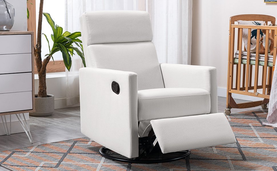 Modern Upholstered Rocker Nursery Chair Plush Seating Glider Swivel Recliner Chair, Beige Modern Upholstered Rocker Nursery Chair Plush Seating Glider Swivel Recliner Chair, Beige