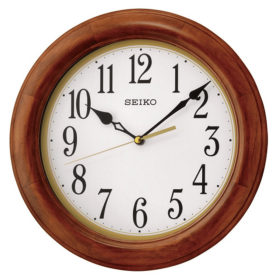 Seiko 12" Light Brown Wall Clock, Round, Traditional, Analog, Quartz QXA522BLH