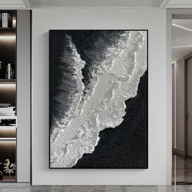 Modern Abstract Hand Painted Wall Decor Art Poster Ocean Seaside Thick Gray And Black Oil Painting Simple Design Wall Art, Unframed. (Option: 60x90)