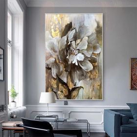 Flower Wall Decor Art Poster Ocean Seaside Thick Gray And Black Oil Painting Simple Design Wall Art, Unframed. (Option: 60x90)