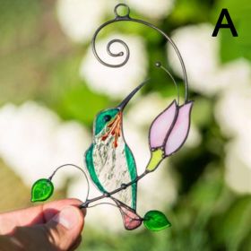 1pc Hummingbird Stained Glass Sun Catcher Window Hangings Ornament Metal Craft A Lovely Gift For Your Family (style: A)