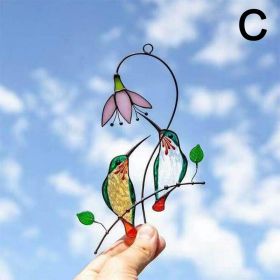 1pc Hummingbird Stained Glass Sun Catcher Window Hangings Ornament Metal Craft A Lovely Gift For Your Family (style: C)