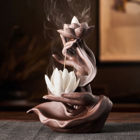 1pc Reversible Lotus Floral Aromatherapy Furnace Purple Sand Ornament (Items: Small-White Lotus, style: Single Furnace)