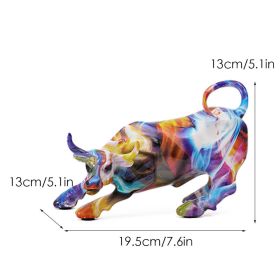 NORTHEUINS Resin Wall Street Bull Figurine Cattle OX Statue Market Miam Bull Home Feng Shui Art Official Desktop Decor Sculpture (Color: 901 (4))