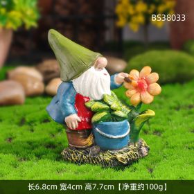 Mini Drunk Gnomes Dwarf Fairy Garden Statue Miniatures Courtyard Elf Figure Resin Micro Landscape Outdoor Figurine Ornaments (Color: BS38033)