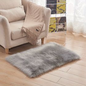 1pc, Wool Carpet Long Fur Carpet Indoor Living Room Floor Mat 23.62*35.43inch Acrylic 80% Polyester 20% Suede Fleece Bottom Long Fur Carpet (Color: Grey, size: 23.62*35.43inch)