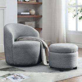 [Video] Welike Swivel barrel chair, living room swivel chair with round storage chair, 360 �� swivel club chair, nursery, bedroom, office (Color: as Pic)