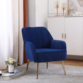 Modern Mid Century Chair velvet Sherpa Armchair for Living Room Bedroom Office Easy Assemble(NAVY) (Color: as Pic)