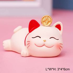 Chinese Lucky Wealth Waving Cat Gold Waving Hand Cat Home Decor Welcome Waving Cat Sculpture Statue Decor Car Ornament (Color: 2, size: S)