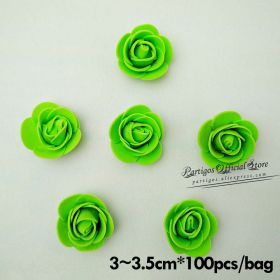 DIY Valentines Day Gifts Red Rose Bear Artificial foam Roses Flower Wedding Engagement Decoration little Bear Mold bear Teddy (Color: 100pcs 3.5cm green)