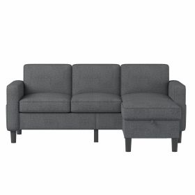 Best Choice Products Upholstered Sectional Sofa for Home, Apartment, Dorm, Bonus Room, Compact Spaces w/Chaise Lounge, 3-Seat, L-Shape Design (Color: Dark Gray)